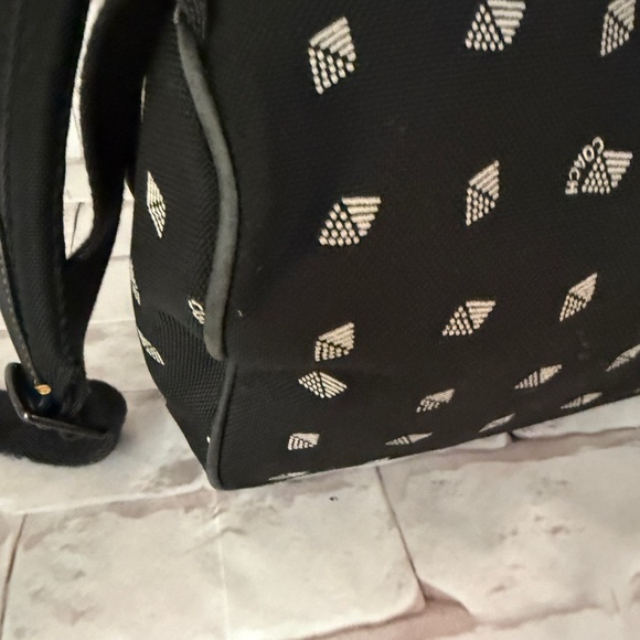 COACH Academy Backpack Travel Laptop Bag Dot Diamond Print Black Cordura - Picture 14 of 15